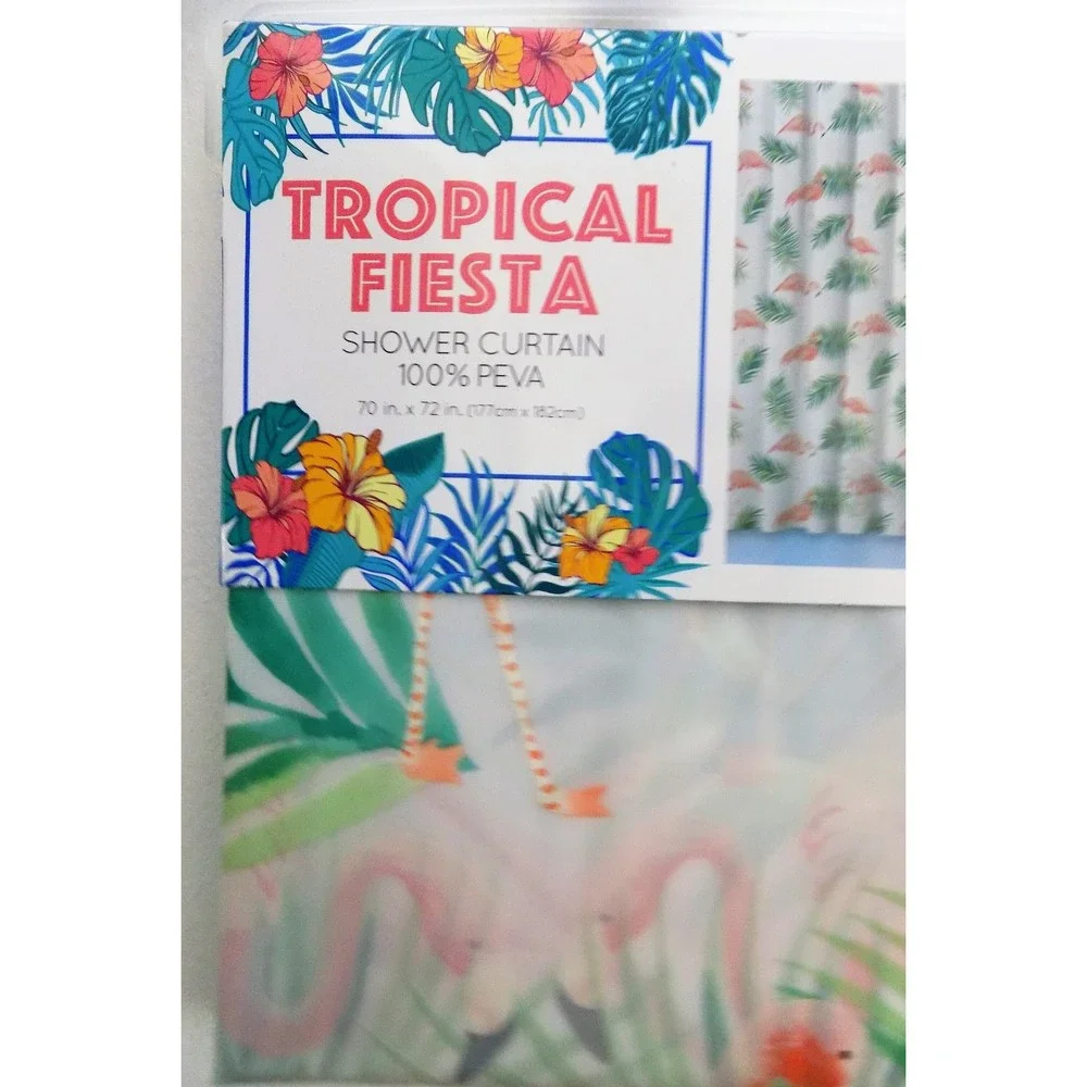 NEW Flamingo Shower Curtain 100% PEVA PVC Free Florida Home
